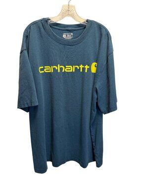 Carhartt Mens Loose Fit Graphic Logo T-Shirt 2XL Blue Cotton/Polyester Blend